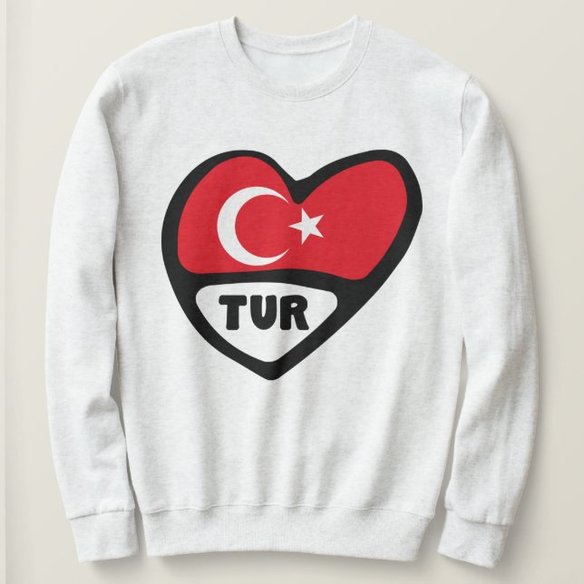 Sweatshirt Turquie Coeur Drapeau TUR Code du pays (Design devant)
