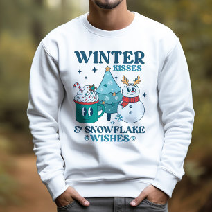 Sweatshirt Turquoise Retro Winter Kisses & Snowflake Wings Wi