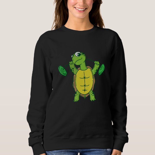 Sweatshirt Turtle loves Fitness and lifting Weights (Devant)