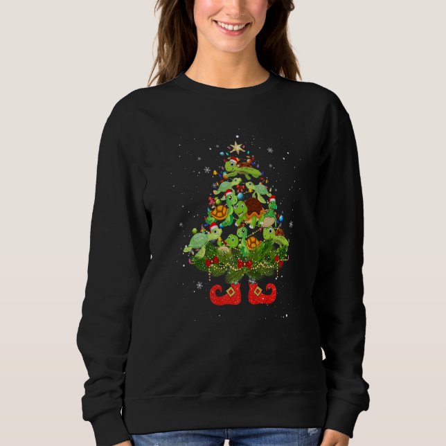 Sweatshirt Turtles Christmas Tree Lights  Santa Hat (Devant)