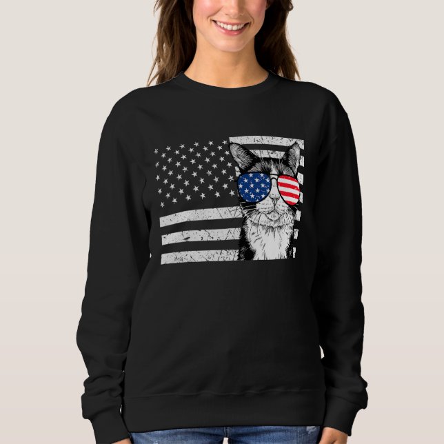 Sweatshirt Tuxedo Cat 4th of July US American Flag Patriotic (Devant)