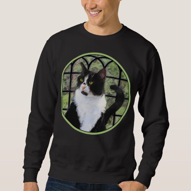 Sweatshirt Tuxedo Chat dans la peinture de fenêtre Art animal (Devant)