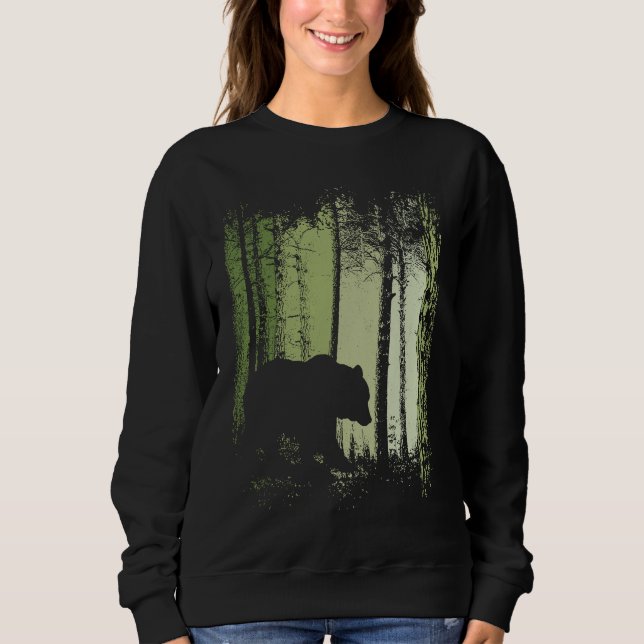 Sweatshirt Twilight Forest Outdoor Romantic Grizzly Bear Silh (Devant)