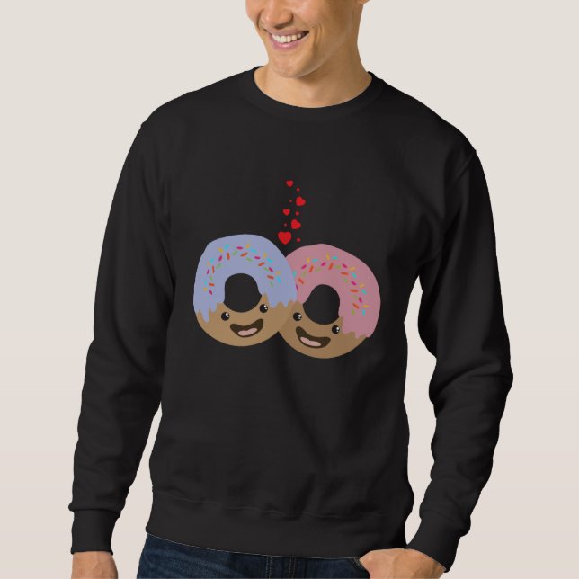 Sweatshirt Two Donuts Donut  Couple Best Friend Food (Devant)