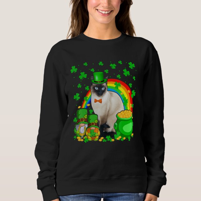 Sweatshirt Two Gnomes And Siamese Wearing Patrick's Day Hat S (Devant)