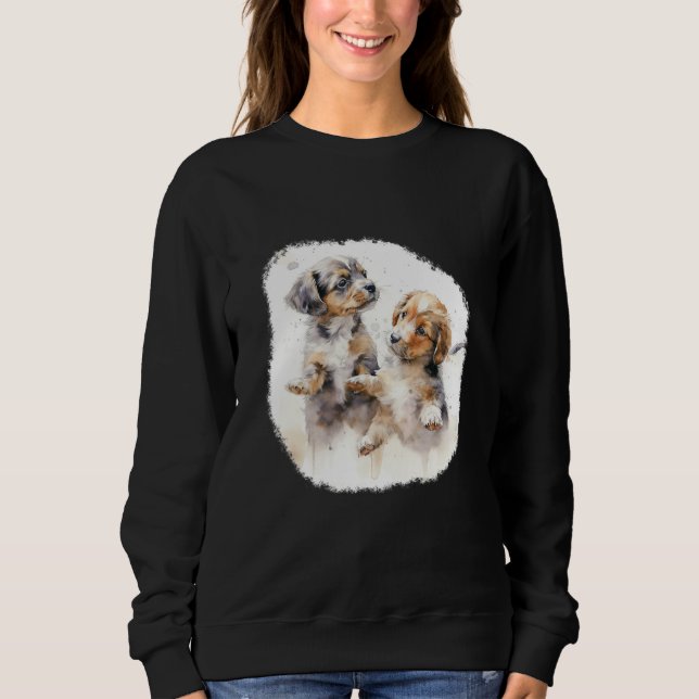 Sweatshirt Two puppies in watercolour style (Devant)