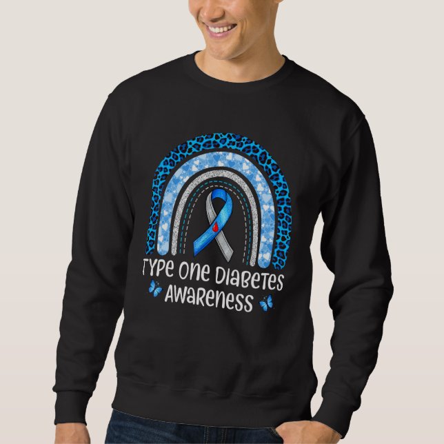 Sweatshirt Type 1 Diabetes Awareness Bleached Rainbow leopard (Devant)