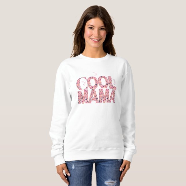 Sweatshirt Typographie Cool Mama Cœurs Flottants Mignons (Devant entier)