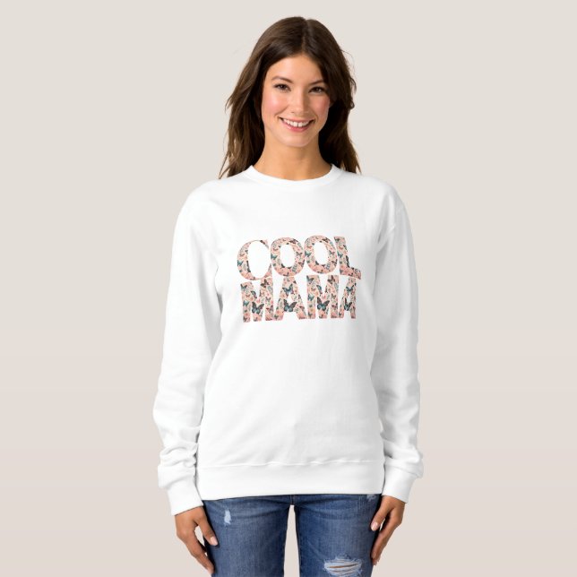 Sweatshirt Typographie Cool Mama Papillons Volants (Devant entier)