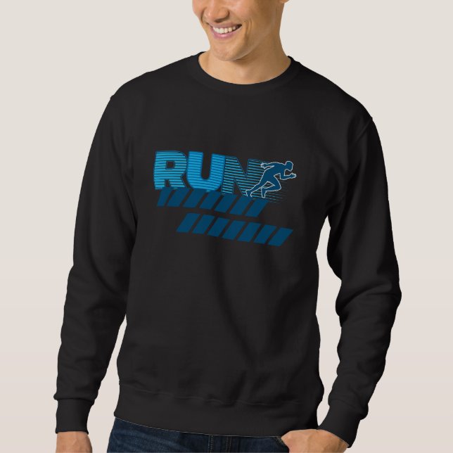 Sweatshirt Typographie de course rétro silhouette de sprinteu (Devant)