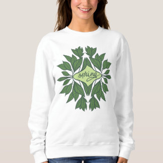 Sweatshirt Typographie esthétique Feuille du printemps vert