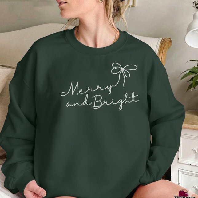 Sweatshirt Typographie joyeuse et lumineuse pour Noël et les  (Merry and Bright Typography Christmas Holiday Sweatshirt)