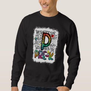 Sweatshirt Typographie pré-K blanchie Enseignant préscolaire