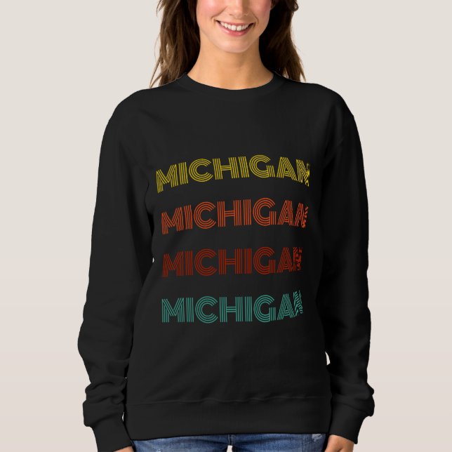 Sweatshirt Typographie Rétro de l'État Américain du Michigan (Devant)