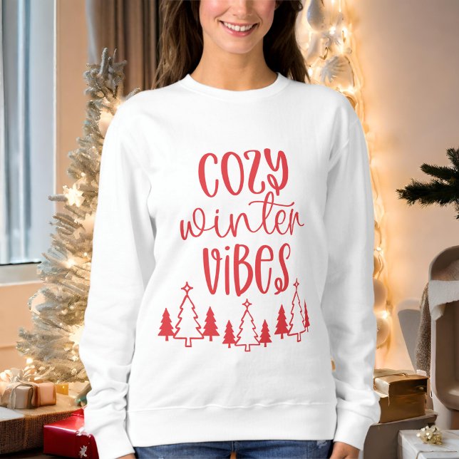 Sweatshirt Typographie rouge moderne Vibes d'hiver confortabl (Créateur téléchargé)