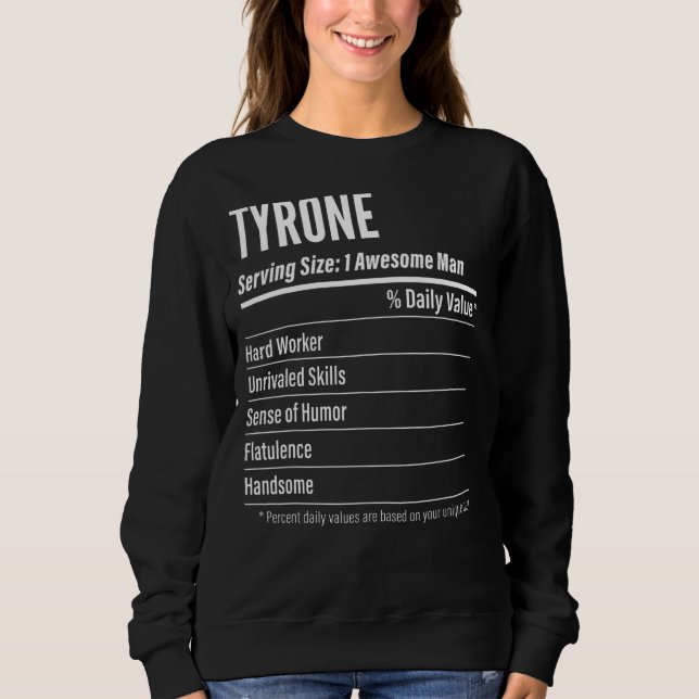 Sweatshirt Tyrone Taille de la portion Nutrition Étiquette Ca (Devant)