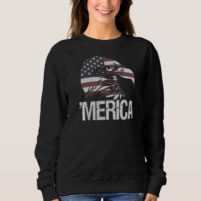 Sweatshirt U2018Amérique Vintage Drapeau d'aigle juillet (Devant)