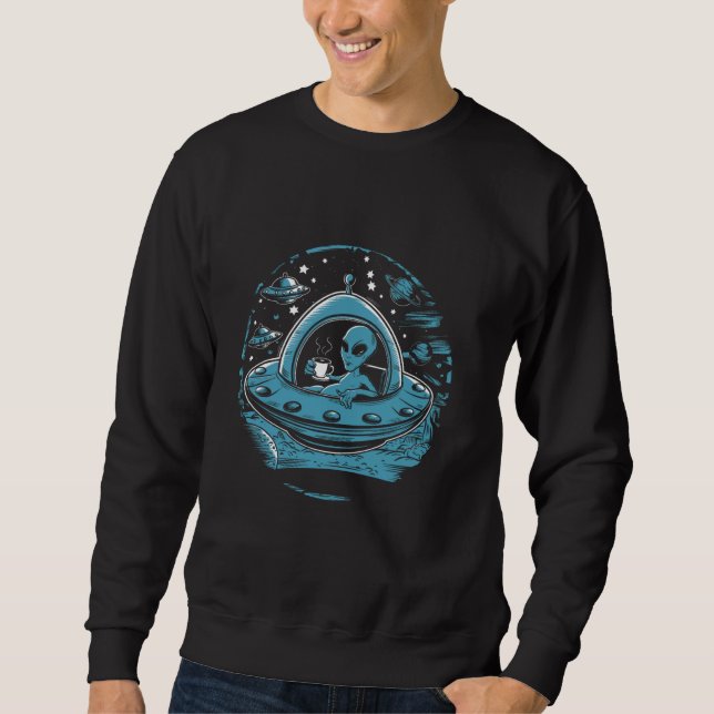 Sweatshirt UFO Coffee Break Funny Alien Caffeine Correction U (Devant)
