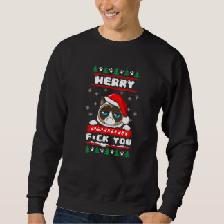 Sweatshirt Ugly Christmas Grouchy Cat