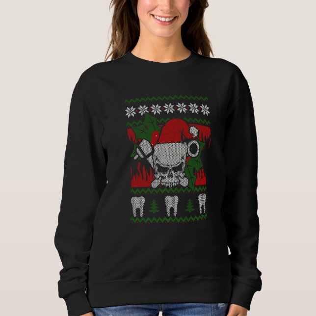 Sweatshirt Ugly Christmas Santa Skull Dentist  Xmas (Devant)