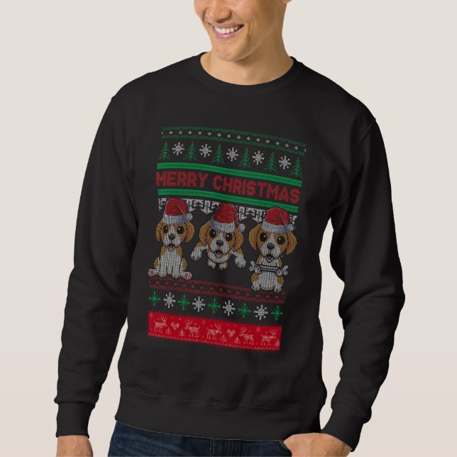 Sweatshirt Ugly Christmas Sweater Beagle Cute Beagle Santa Ha (Devant)