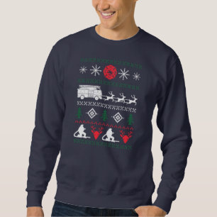 Sweatshirt Ugly Christmas Sweater Design For A Firefighter 