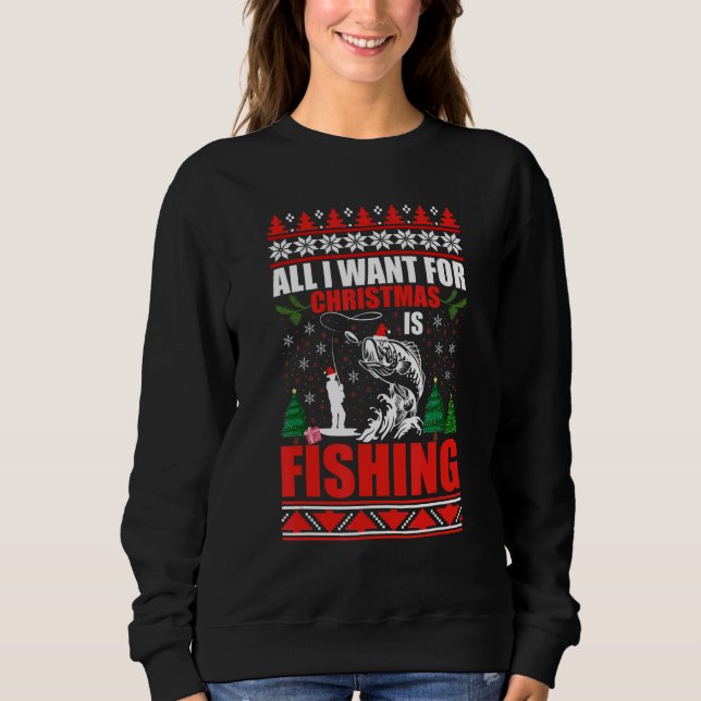 Sweatshirt Ugly Christmas Sweater Fishing Cute Fishing Santa  (Devant)