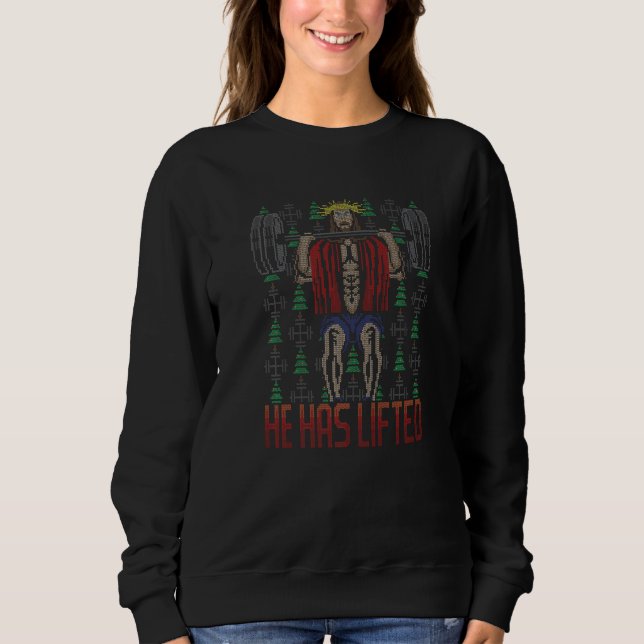 Sweatshirt Ugly Christmas Sweater Jesus Gym Workout He Has Li (Devant)