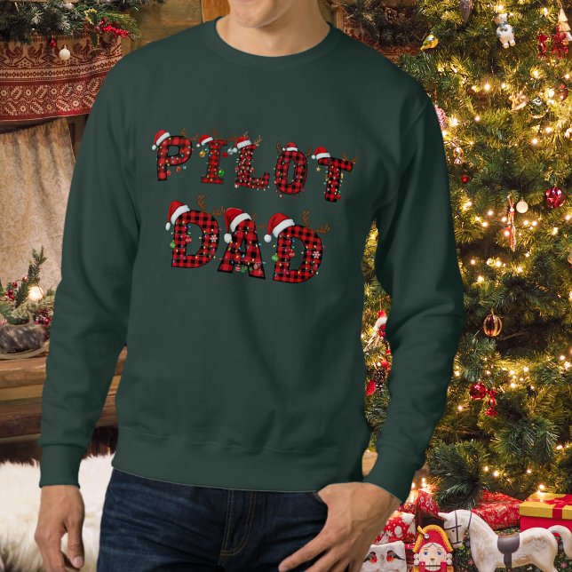Sweatshirt Ugly Christmas Sweater Pilot Dad Aviation Funny (Créateur téléchargé)