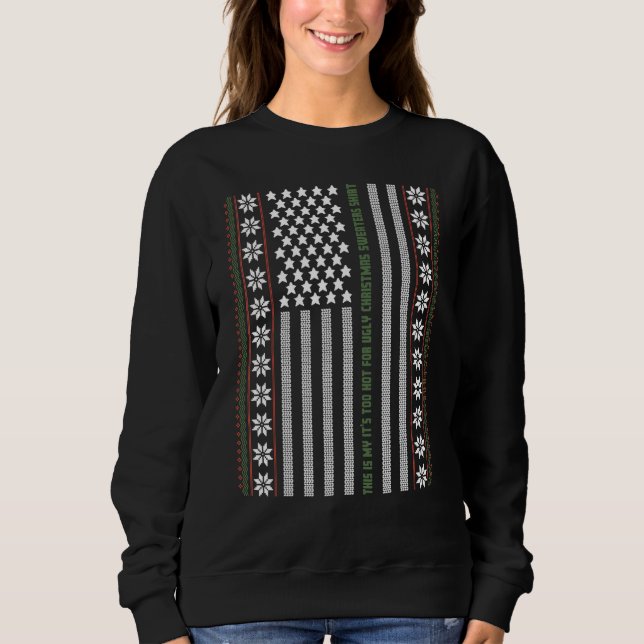 Sweatshirt Ugly Christmas Sweater USA Flag Retro  Merry Chris (Devant)