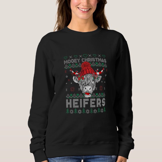 Sweatshirt Ugly Mooey Christmas Heifers Santa Cow (Devant)
