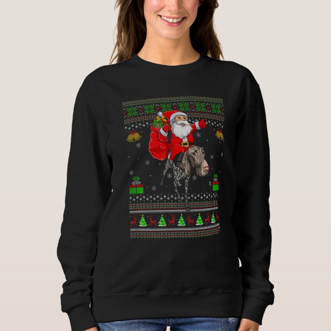 Sweatshirt Ugly Santa Riding German Shorthaired Pointer Dog C (Devant)