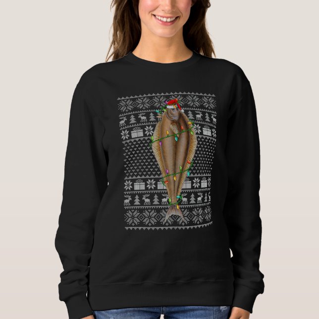 Sweatshirt Ugly Sweater Style Xmas Lights Santa Halibut Fish  (Devant)