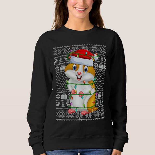 Sweatshirt Ugly Sweater Style Xmas Lights Santa Hamster Chris (Devant)