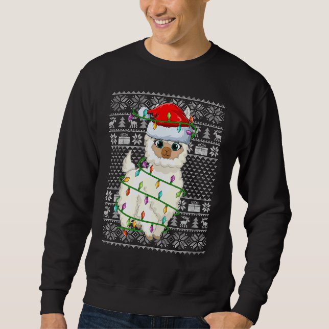 Sweatshirt Ugly Sweater Style Xmas Lights Santa Llama Christm (Devant)