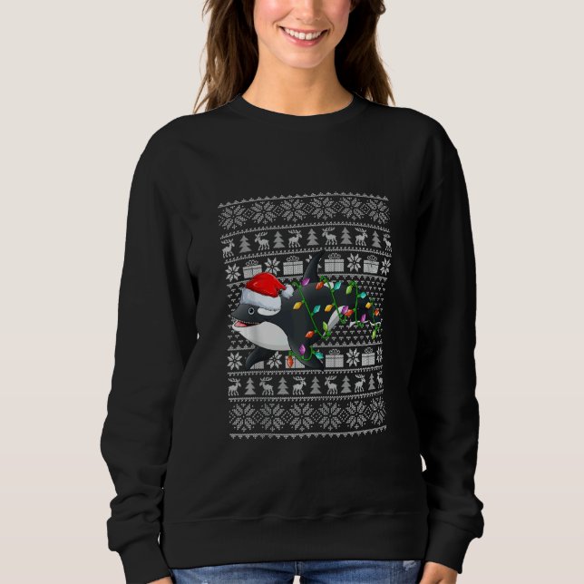Sweatshirt Ugly Sweater Style Xmas Lights Santa Orca Christma (Devant)