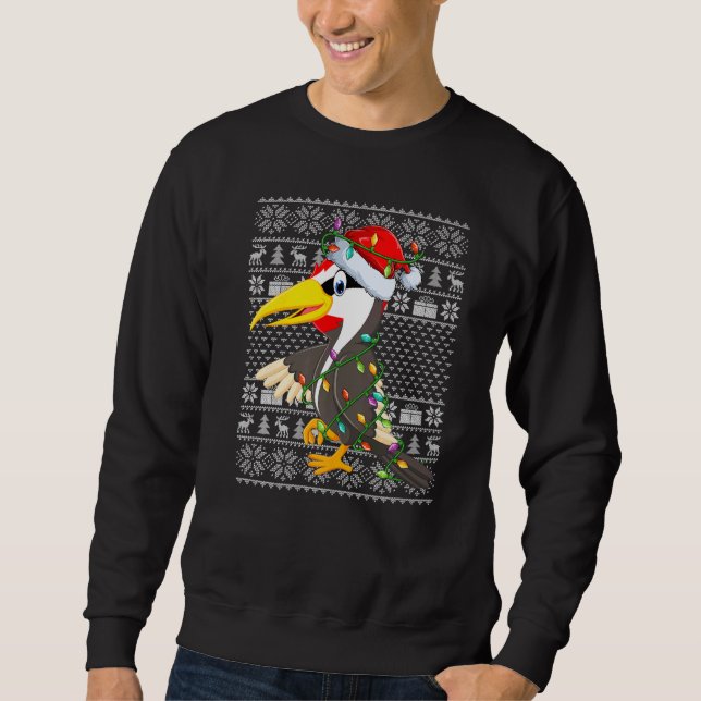 Sweatshirt Ugly Sweater Style Xmas Lights Woodpecker Bird Chr (Devant)