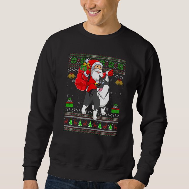 Sweatshirt Ugly Xmas Santa Riding Malamute Dog Christmas (Devant)