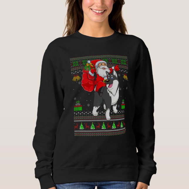 Sweatshirt Ugly Xmas Santa Riding Malamute Dog Christmas (Devant)