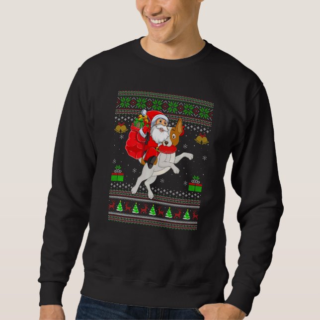Sweatshirt Ugly Xmas Santa Riding Weimaraner Dog Christmas (Devant)