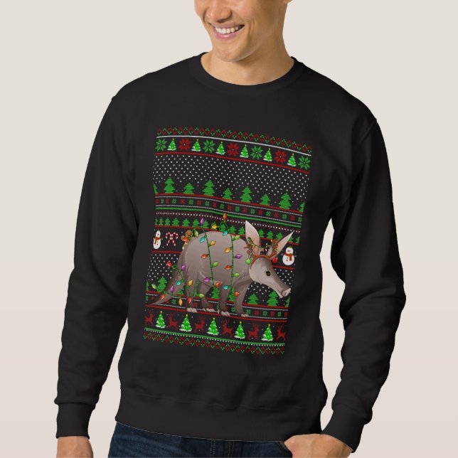 Sweatshirt Ugly Xmas Sweater Style Lighting Aardvark Christma (Devant)
