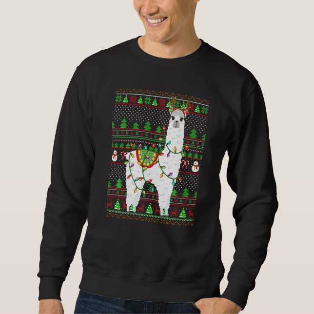 Sweatshirt Ugly Xmas Sweater Style Lighting Alpaca Christmas  (Devant)