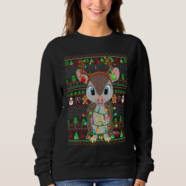 Sweatshirt Ugly Xmas Sweater Style Lighting Armadillo Christm (Devant)