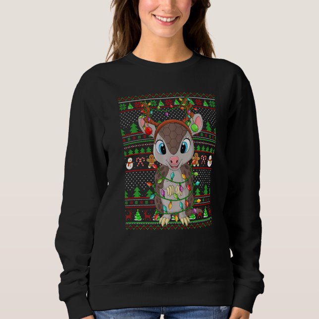 Sweatshirt Ugly Xmas Sweater Style Lighting Armadillo Christm (Devant)
