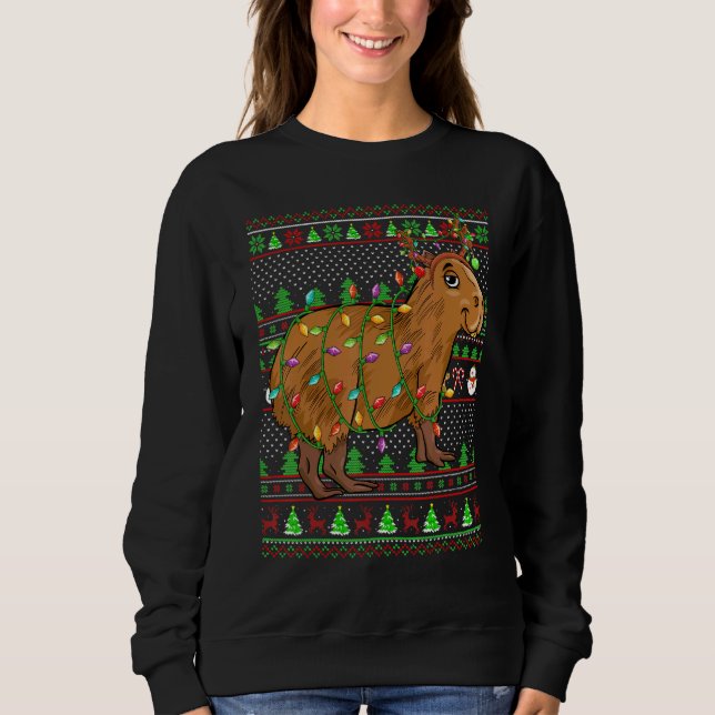 Sweatshirt Ugly Xmas Sweater Style Lighting Capybara Christma (Devant)