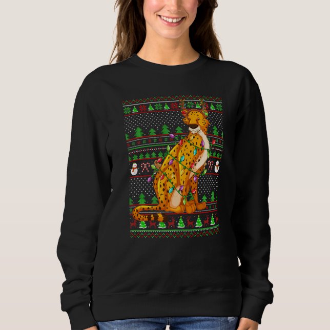Sweatshirt Ugly Xmas Sweater Style Lighting Cheetah Christmas (Devant)