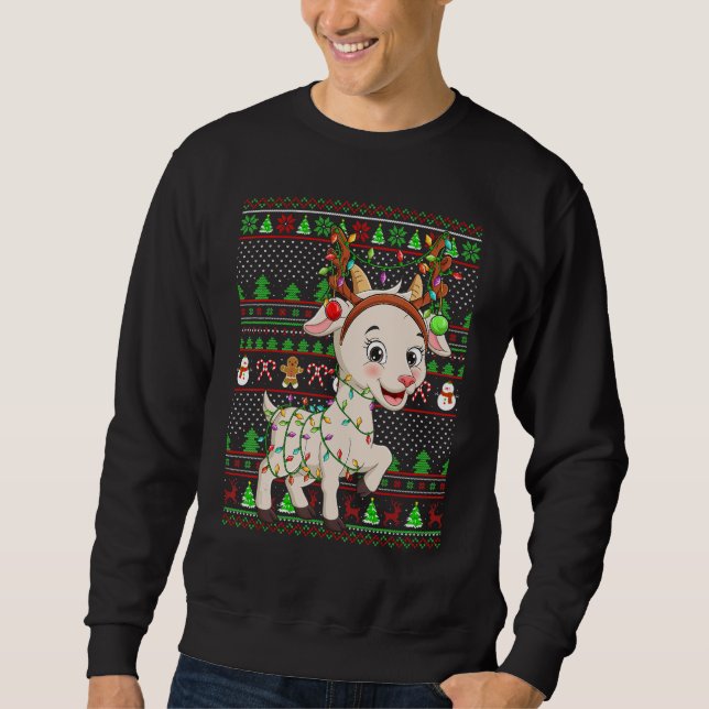 Sweatshirt Ugly Xmas Sweater Style Lighting Goat Christmas (Devant)