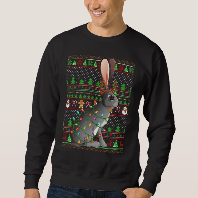 Sweatshirt Ugly Xmas Sweater Style Lighting Hare Christmas (Devant)