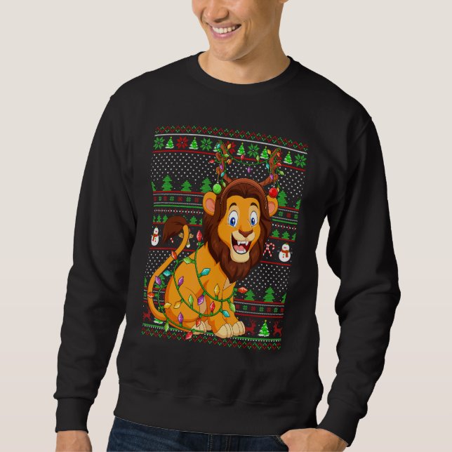 Sweatshirt Ugly Xmas Sweater Style Lighting Lion Christmas (Devant)