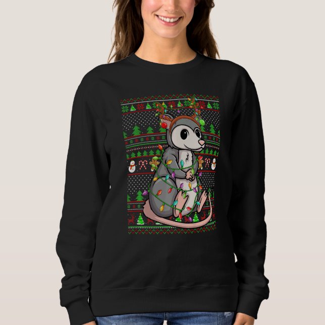 Sweatshirt Ugly Xmas Sweater Style Lighting Opossum Christmas (Devant)